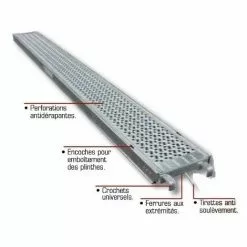 ALTRAD - Plancher Acier Galvanisé Tolacier 0,365 X 3 M (300kg/m2) - Gamme échafaudage Façadier - AERIS 45 - Réf: Most36-300-ac